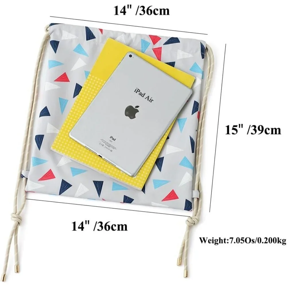 Lightweight Drawstring Backpack Women Boho Geometric Triangle Polyester